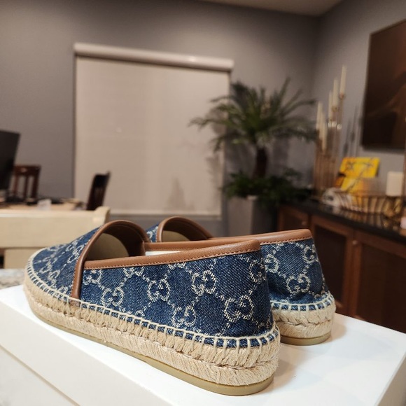 NEW GUCCI Denim GG Pillar Espadrilles Size 36.5 - Picture 6 of 11